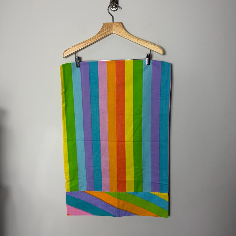 Vintage Rainbow Striped Standard Size Pillow Case Percale Bedding